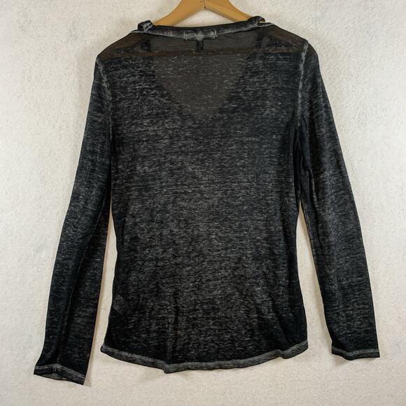 Derek Heart Women Y2K Grunge Semi Sheer Top Sz XL Black Faded Wash Punk Baddie - Picture 5 of 12